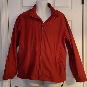 Men's Red Hooded Rain Jacket